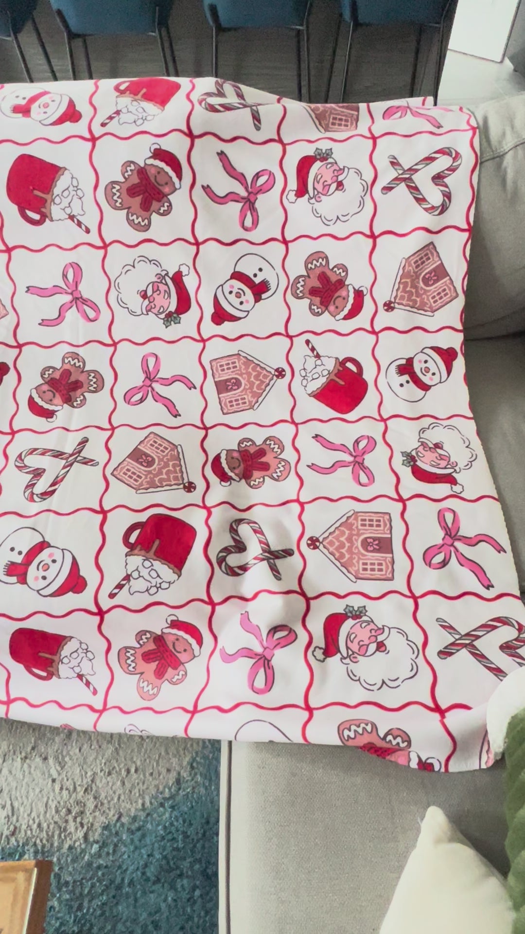 Christmas Gingerbread Sherpa Blanket | Holiday Santa, Candy Cane, Gingerbread House holiday blanket