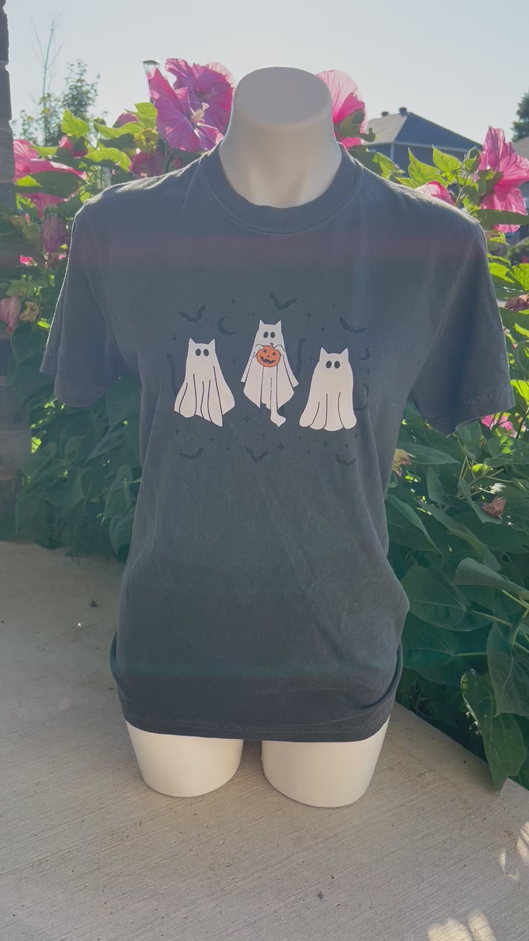 Ghost Kitty Comfort Colors T-shirt for Halloween Fall