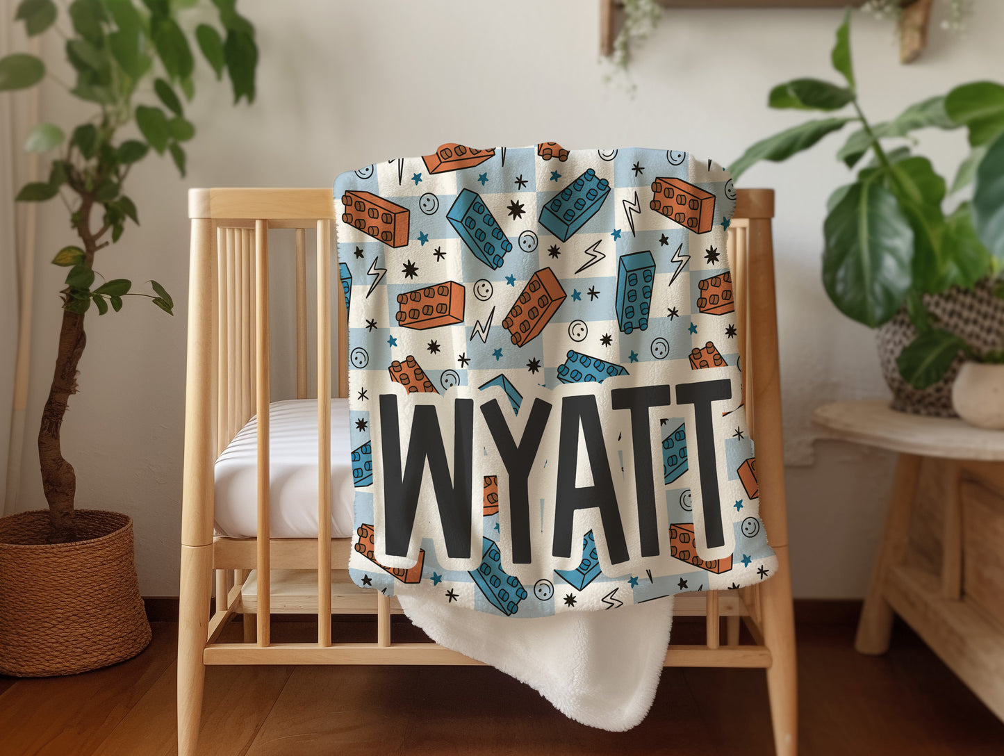 Personalized Boys Lego Blocks Blanket